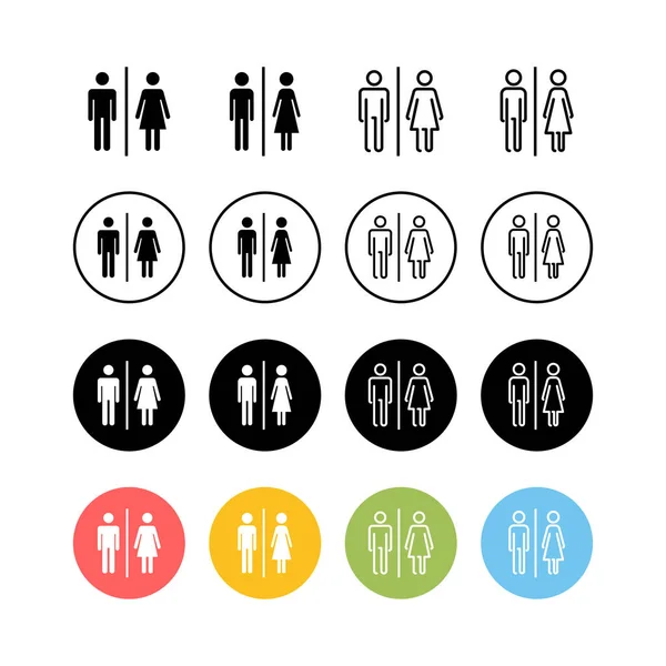 一套厕所图标 厕所的标志 男厕和女厕标志向量 男性和女性Ico — 图库矢量图片