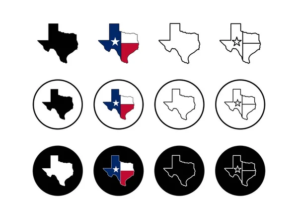 Set Von Texas Karten Symbolen Symbol Für Texas Karte Texas — Stockvektor