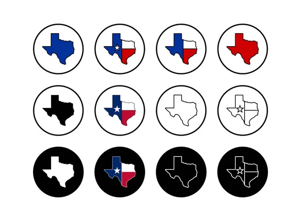 Ensemble Icônes Carte Texas Texas Icône Carte Texas Symbole — Image vectorielle