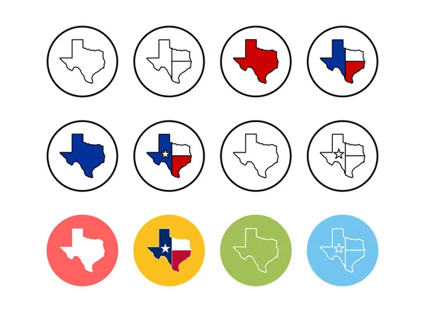 Set Von Texas Karten Symbolen Symbol Für Texas Karte Texas — Stockvektor