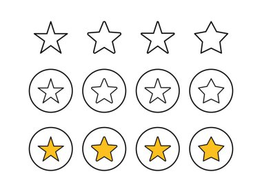 Yıldız Simgeleri seti. Yıldız vektör simgesi. Beğeni simgesi