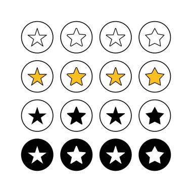 Yıldız Simgeleri seti. Yıldız vektör simgesi. Beğeni simgesi