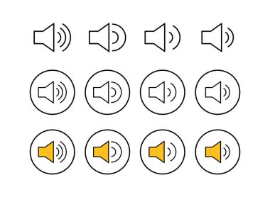 Hoparlör simgeleri seti. Cilt simgesi. Hoparlör ikon vektörü. Ses. Soun.