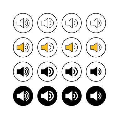 Hoparlör simgeleri seti. Cilt simgesi. Hoparlör ikon vektörü. Ses. Soun.