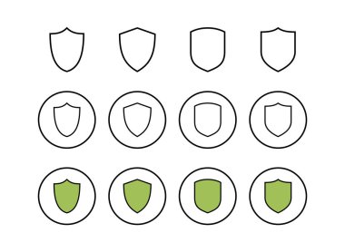 Kalkan vektör simgeleri kümesi. Koruma ikonu vektörü. Güvenlik vektörü ico