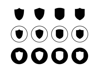 Kalkan vektör simgeleri kümesi. Koruma ikonu vektörü. Güvenlik vektörü ico