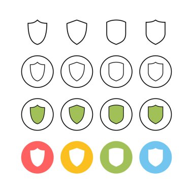 Kalkan vektör simgeleri kümesi. Koruma ikonu vektörü. Güvenlik vektörü ico