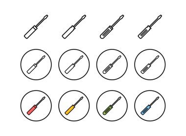 Tornavida simgeleri seti. Tornavida vektörü ico