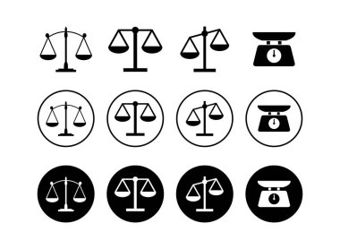 Ölçek simgeleri kümesi. Kanun ölçekli ikon. Vektör simgesini ölçeklendirir. Doğrusal