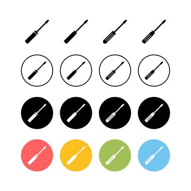 Tornavida simgeleri seti. Tornavida vektörü ico