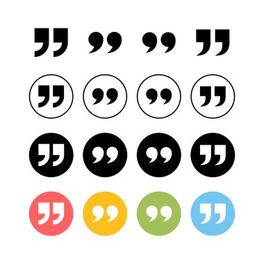 Alıntı simgeleri kümesi. Alıntı işareti simgesi. Tırnak işareti sembolü