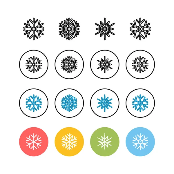 一套雪片图标 雪图标向量 冬天的象征 冻僵了 — 图库矢量图片