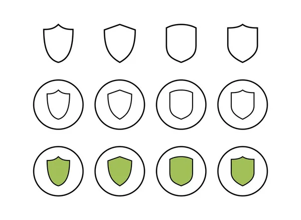 Set Icone Vettoriali Shield Vettore Icona Protezione Vettore Sicurezza Ico — Vettoriale Stock