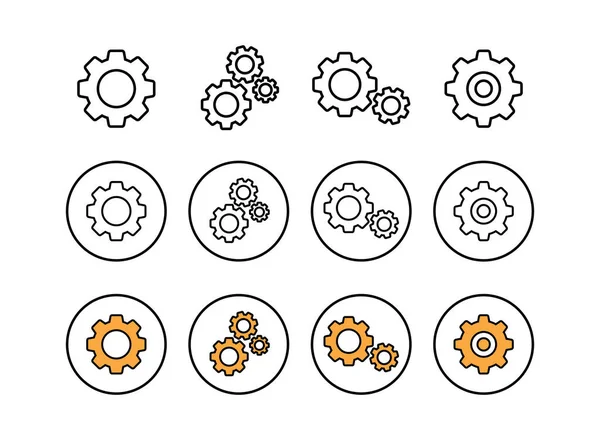 Conjunto Ícones Configuração Ícone Vetor Ting Cog Tings Símbolo Ícone — Vetor de Stock