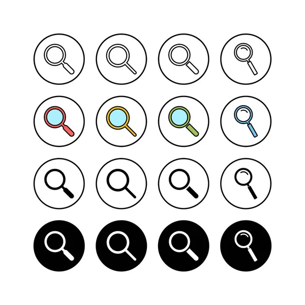Set Search Icons Glass Vector Icon Search Magnifying Glass Icon — Stock Vector