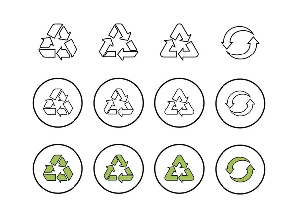 Set Von Recycle Symbolen Vektor Recycling Und Ein Paar Verpackungszeichen — Stockvektor