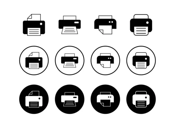 Conjunto Ícones Impressora Ícone Impressão Ícone Vetor Fax — Vetor de Stock