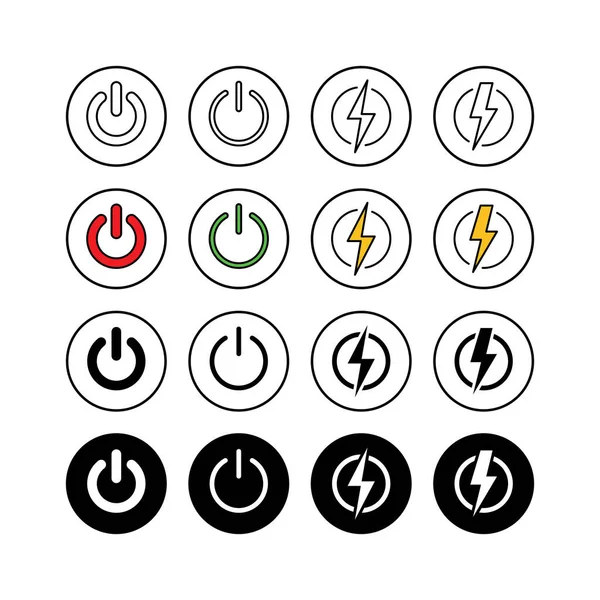 Ensemble Icônes Power Icône Interrupteur Alimentation Démarrer Puissance Ico — Image vectorielle