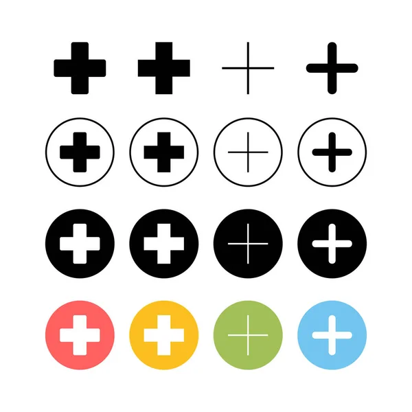 Set Van Pictogrammen Toevoegen Pictogram Toevoegingsbord Medische Ico — Stockvector