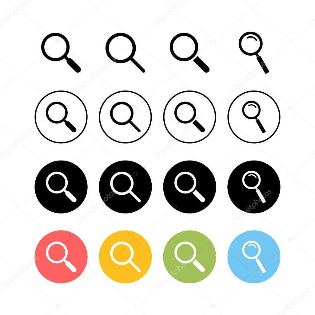 Set of Search icons. Glass vector icon. search magnifying glass icon. Fin