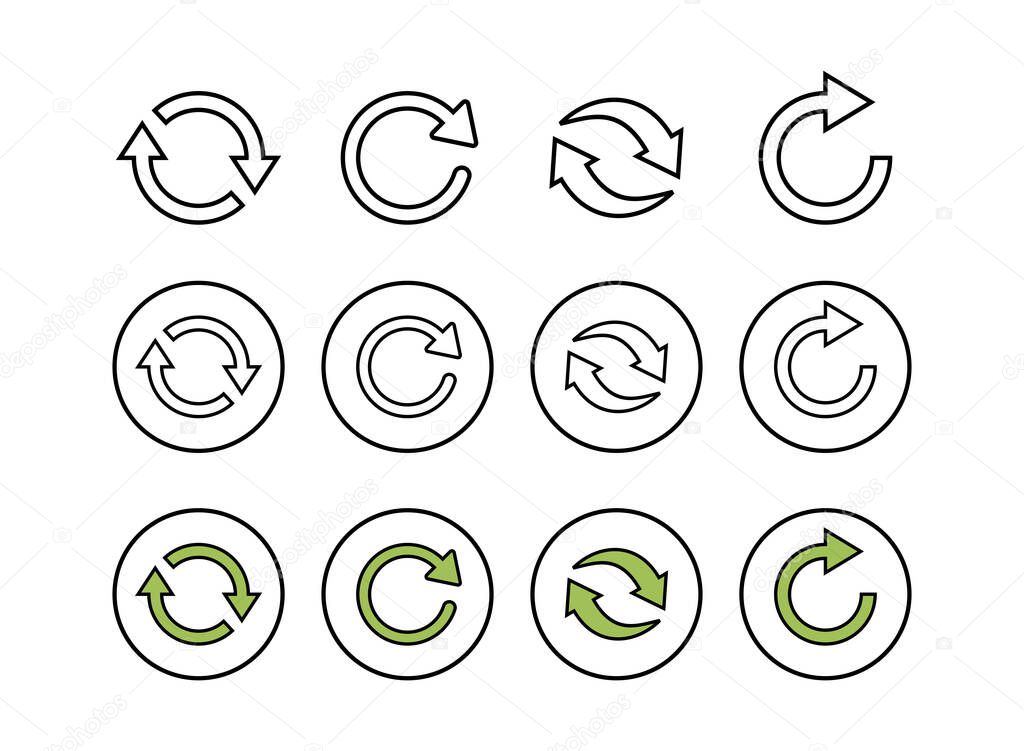 Set of Refresh icons. Reload icon vector. Update icon. convert ico