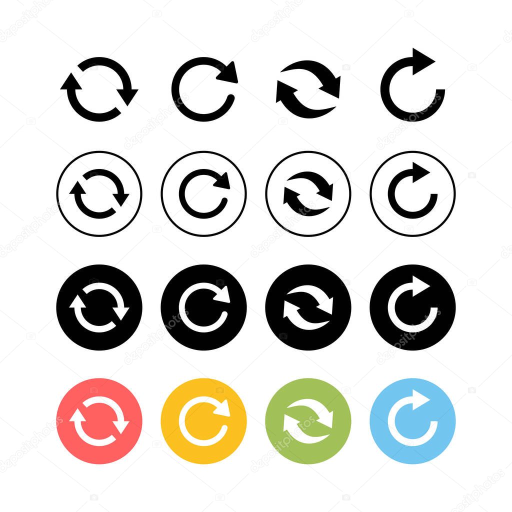 Set of Refresh icons. Reload icon vector. Update icon. convert ico