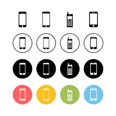 Telefon ikonları seti. Telefon simgesi vektörü. Cep telefonu ve sembol paketi. Cep telefonu.