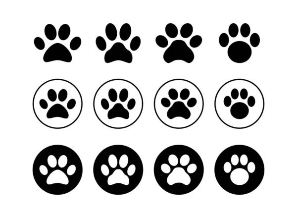 Set Paw Icons Paw Print Ico — Stock Vector