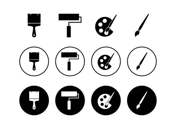 Set Paint Icons Paint Brush Vector Icon Paint Roller Ico — Stock Vector