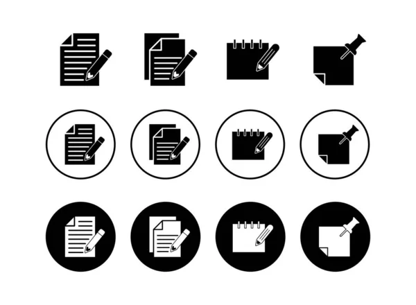 Set Note Icons Taking Note Icon Vector Edit Line Icon — Stock Vector