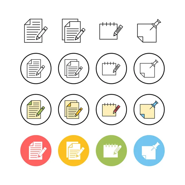 Set Note Icons Taking Note Icon Vector Edit Line Icon — Stock Vector