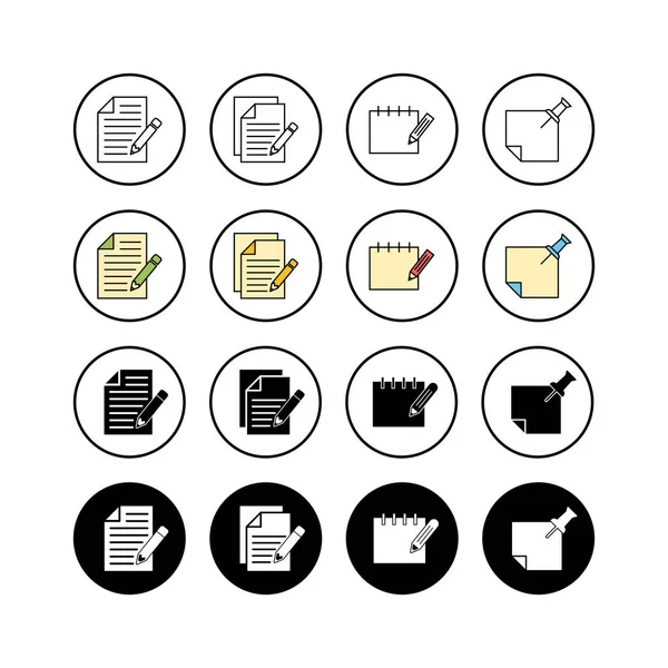 Set Note Icons Taking Note Icon Vector Edit Line Icon — Stock Vector