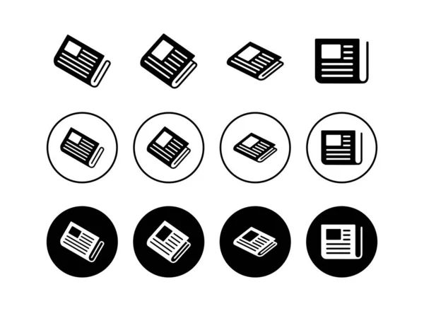 Ensemble Icônes Journaux Papier Actualité Icône Vecto — Image vectorielle