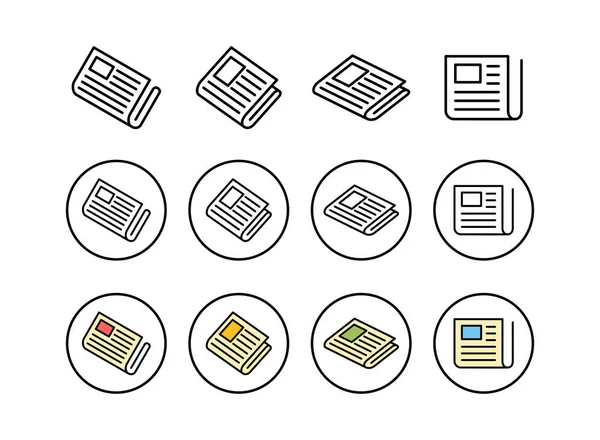 Conjunto Iconos Del Periódico Noticias Papel Icono Vecto — Vector de stock