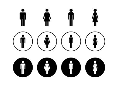 Set of Man and woman icon vector. Toilet sign. Man and woman restroom sign vector. Male and female icon clipart