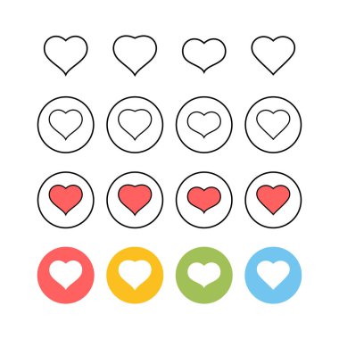 Kalp ikonları seti. Kalp vektör simgesi. Simge vektörü gibi. Aşkım