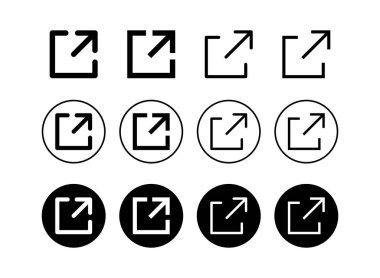 Dış bağlantı sembolü vektör simgeleri kümesi. Bağlantı simgesi. Bağlantı vektör simgesi. Hiper bağlantı zinciri simgesi