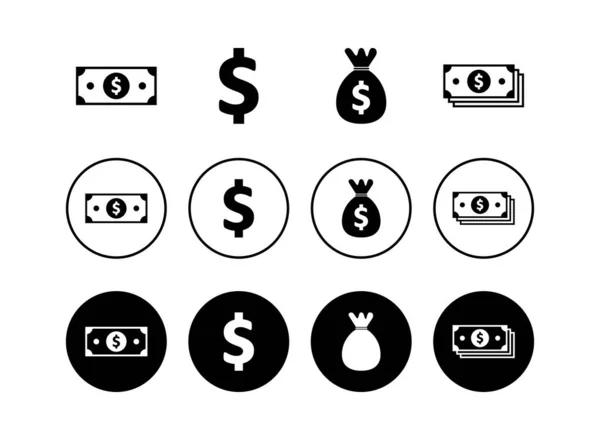 Eine Reihe Von Geldsymbolen Geld Vektor Symbol Dollar — Stockvektor