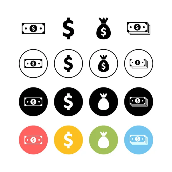 Set Money Icons Money Vector Icon Dollar Ico — Stock Vector