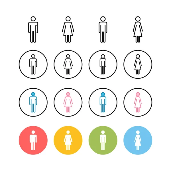 一组男性和女性图标向量 厕所的标志 男厕和女厕标志向量 男性和女性图标 — 图库矢量图片