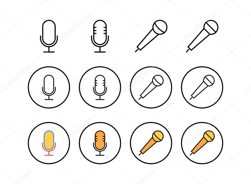 Set of Microphone Icons . Mic sign. Karaoke microphone icon. Broadcast mic sig