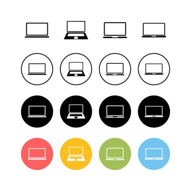 bir dizi dizüstü bilgisayar simgesi. Laptop vektörü ico