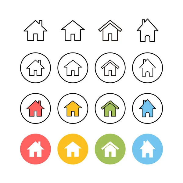 Set Home Icons House Vector Icon Addres — Stock Vector