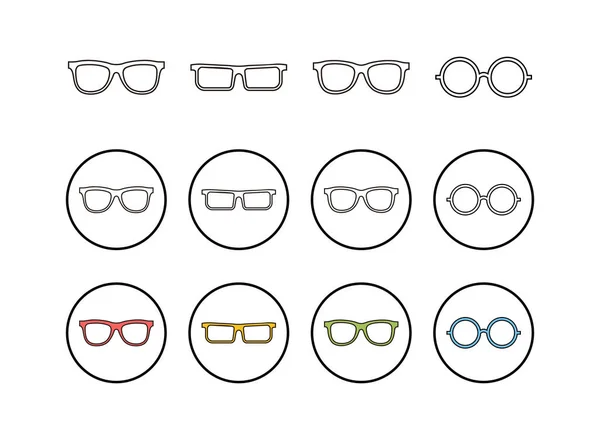 Σύνολο Εικονίδια Γυαλί Διάνυσμα Κομψά Γυαλιά Εικονίδιο Γυαλιών Οπτική Αναγνώριση — Διανυσματικό Αρχείο