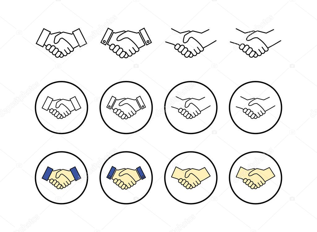 set of Handshake icons. Business handshake. contract agreement. Trust icon vector