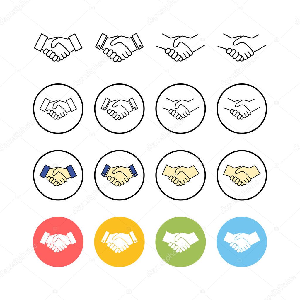 Set of Handshake icons. Business handshake. contract agreement. Trust icon vector