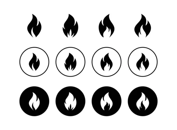 Conjunto Iconos Fuego Fuego Llama Icono Plantilla — Archivo Imágenes Vectoriales