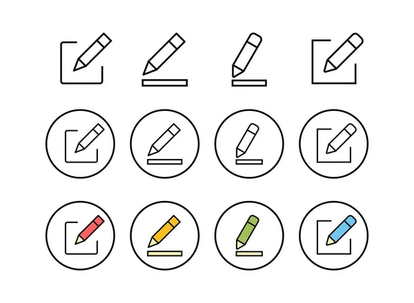 Набір Піктограм Правка Піктограма Олівця Зареєструвати Піктограму Вектор — стоковий вектор