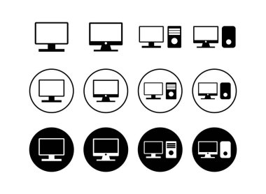 Bilgisayar simgeleri dizisi. PC Simge vektörü. Bilgisayar monitörü simgesi