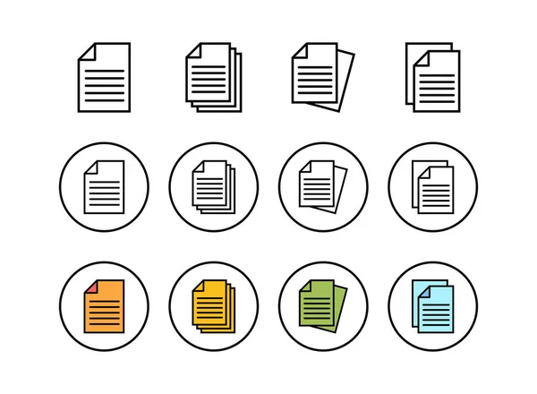 Satz Von Dokument Symbolen Papiersymbol Akte Ico — Stockvektor